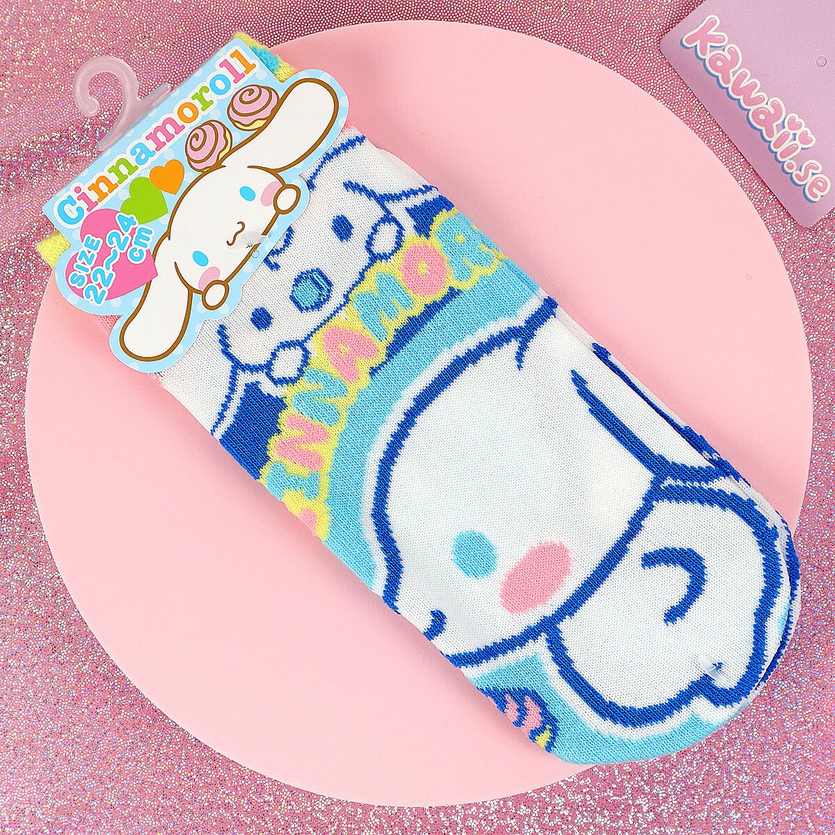 Blå och rosa Cinnamoroll & Milk profile-strumpor