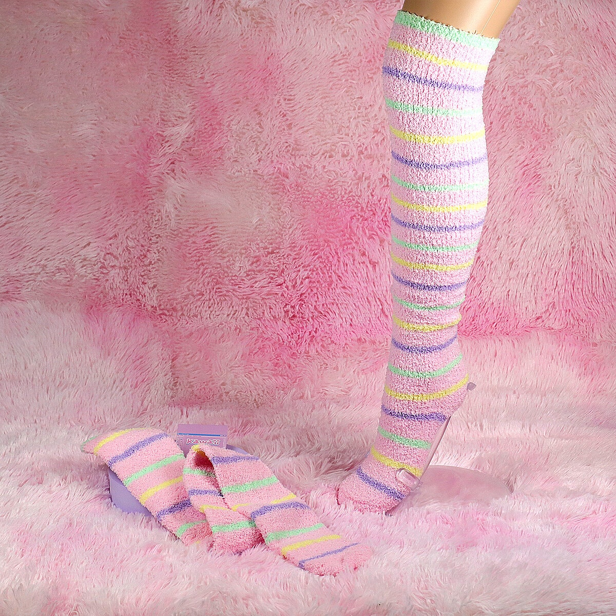 Fluffiga Knästrumpor - Pastel Tuttifrutti