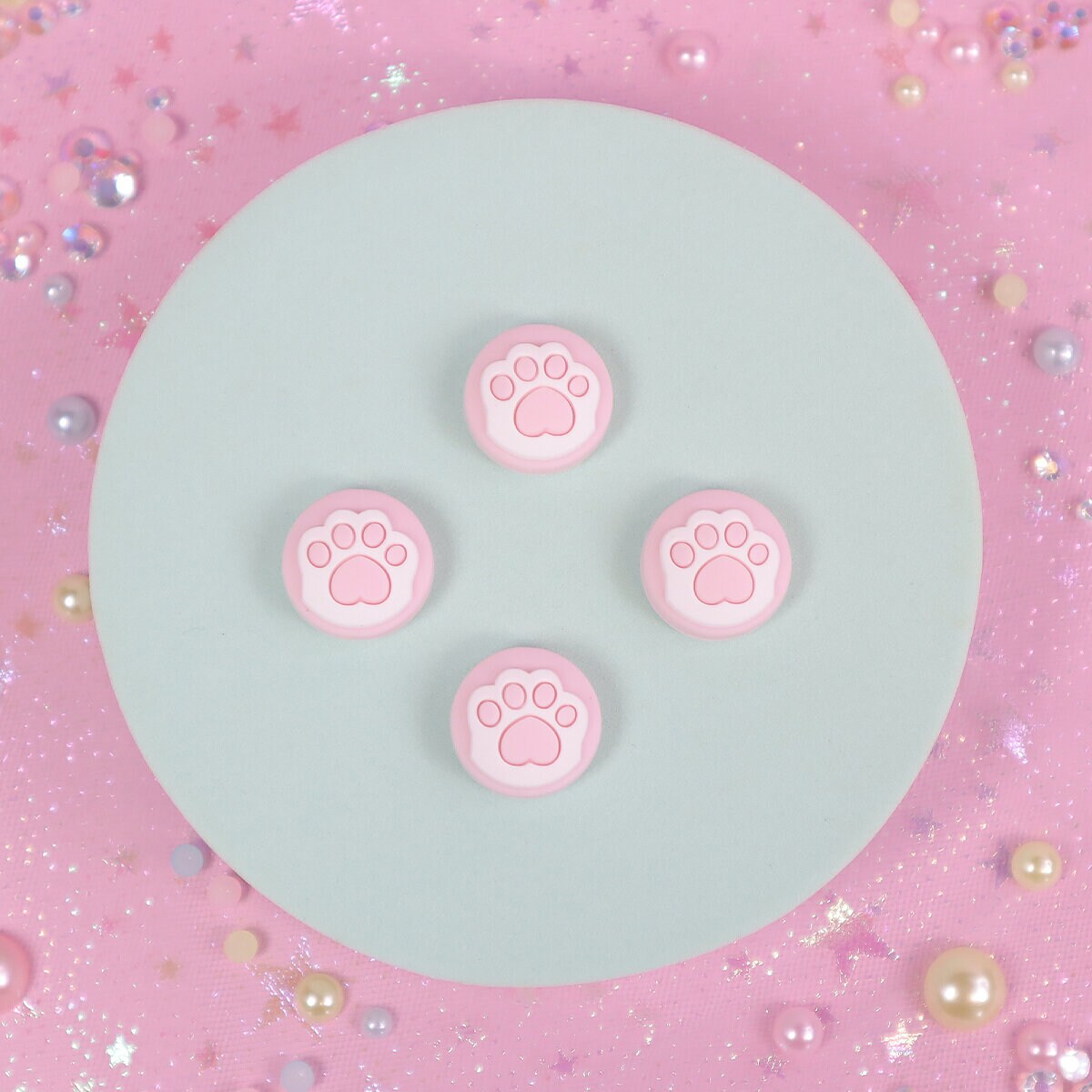 Switch joystick silikonskydd rosa-vita tassar