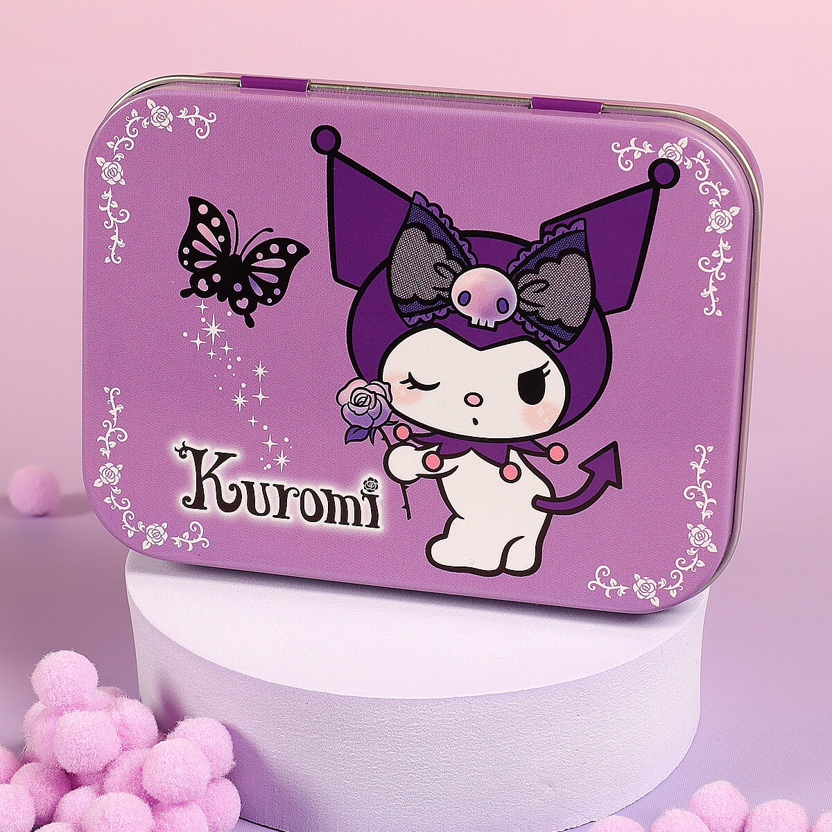 Glittriga Kuromi-plåster, 24-pack i plåtask