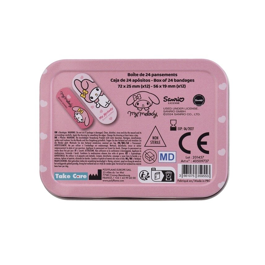 My Melody-plåster, 24-pack i plåtask