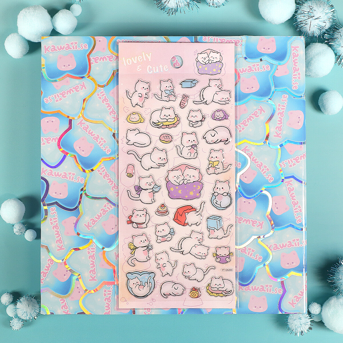 Stickersark - Glitter White Cats (YT-EA203)
