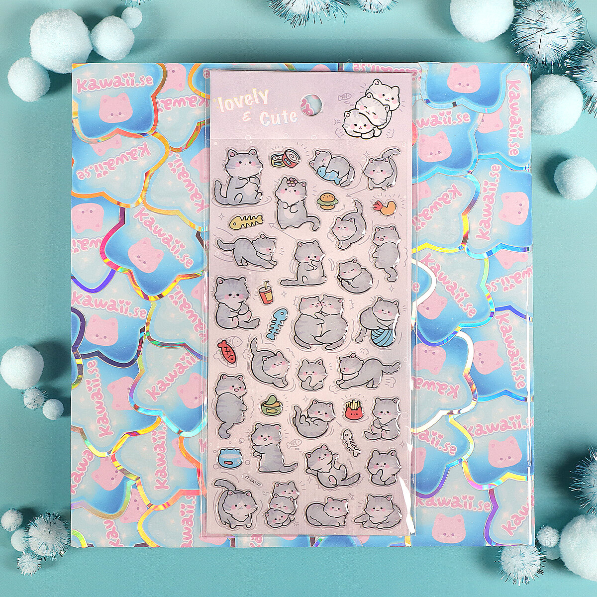 Stickersark - Glitter Grey Cats (YT-EA197)