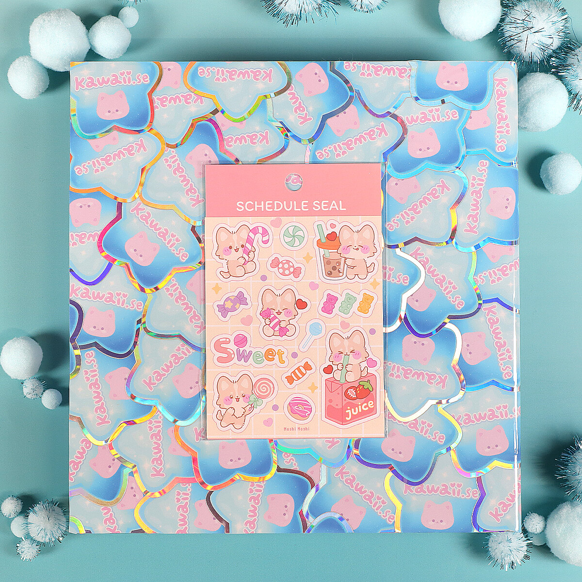 Litet stickersark - Sweet Candy Dogs