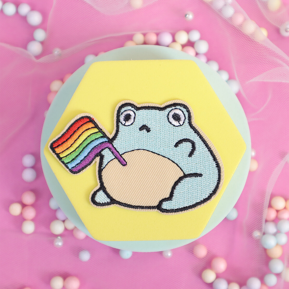 Tygmärke - Pride Flag Froggy