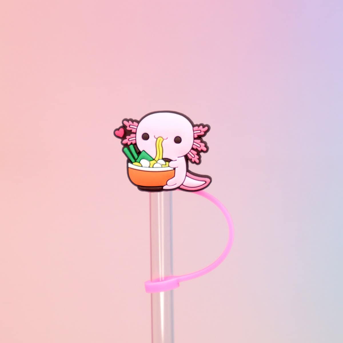 Straw topper - Axolotl äter ramen
