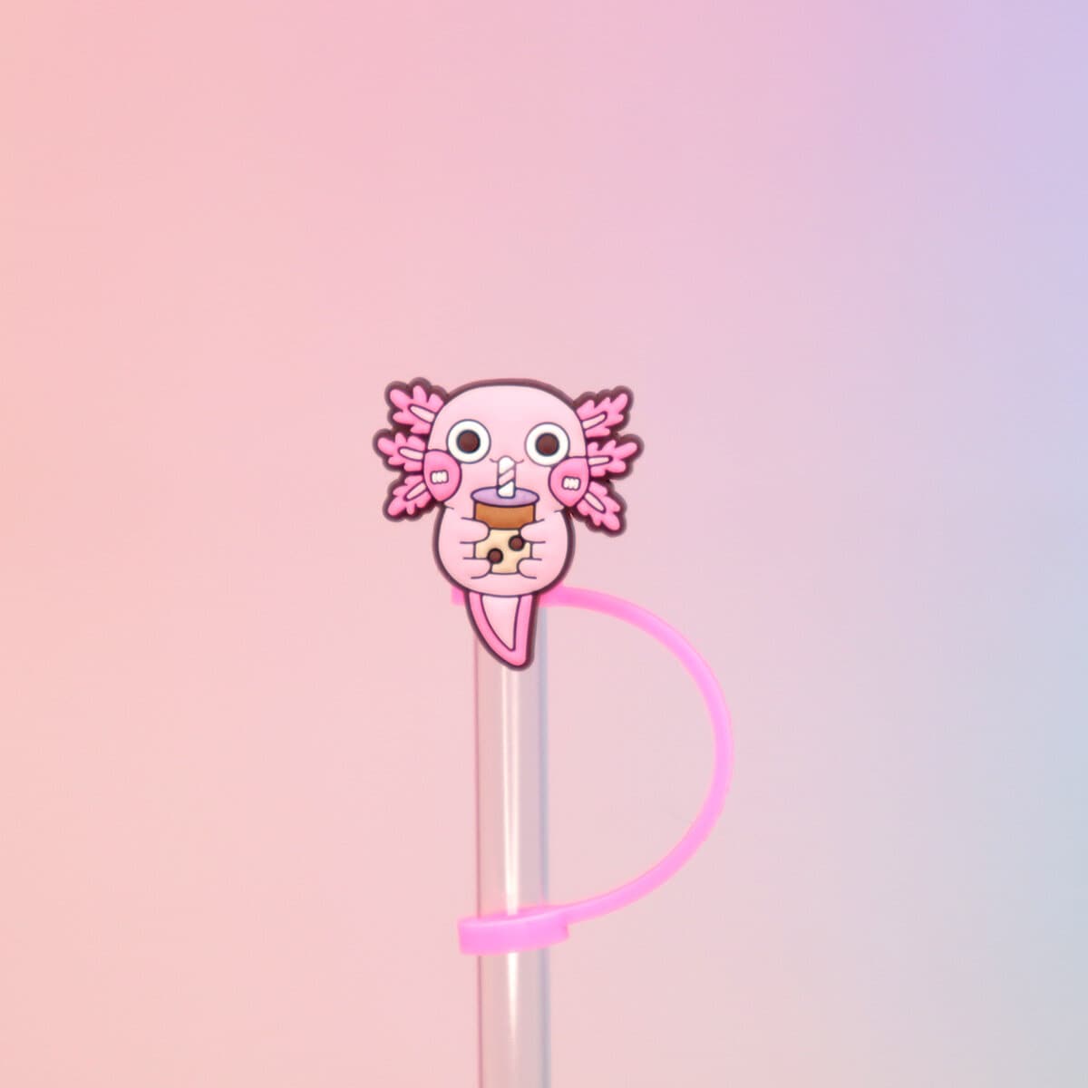 Straw topper - Axolotl dricker boba
