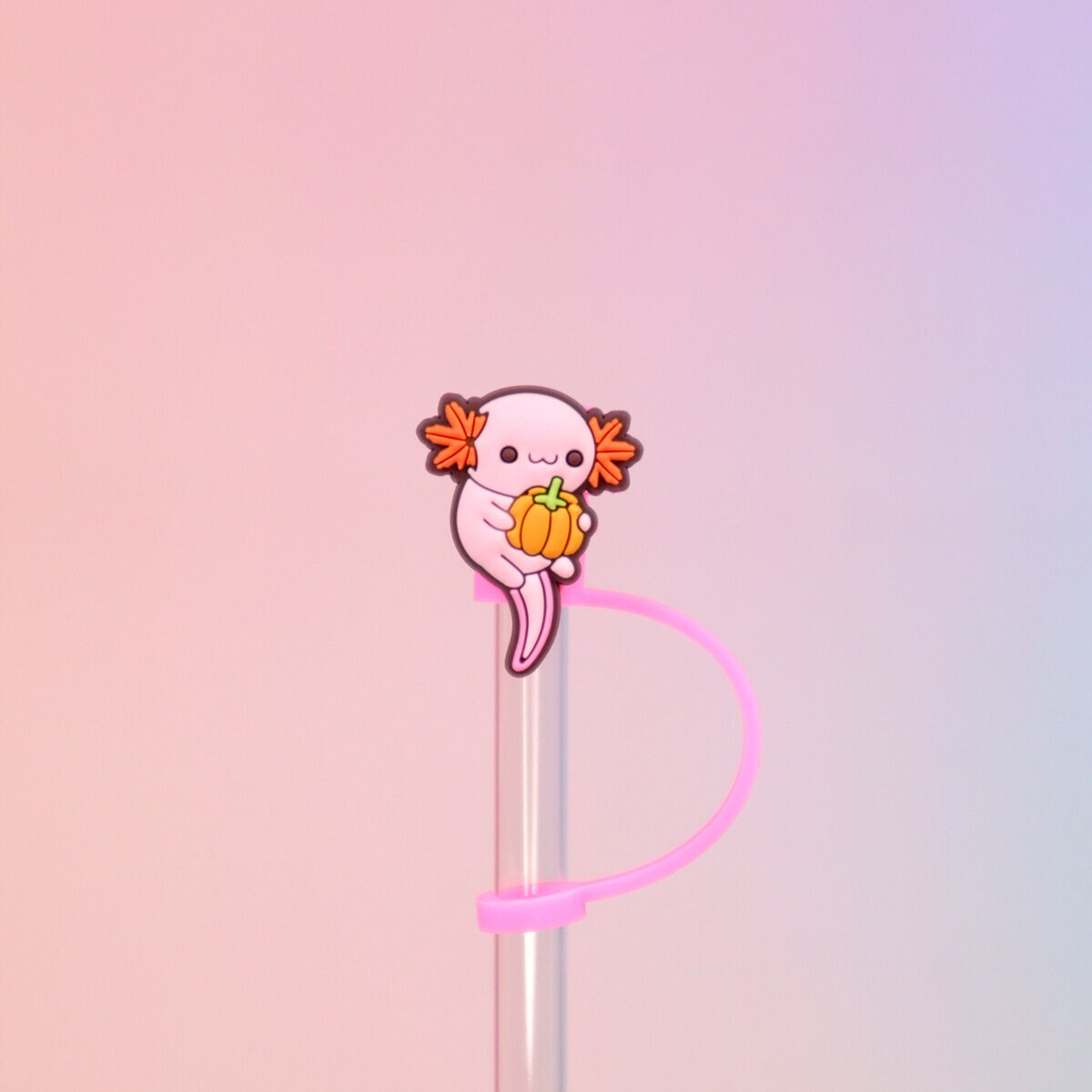 Straw topper - Axolotl med pumpa