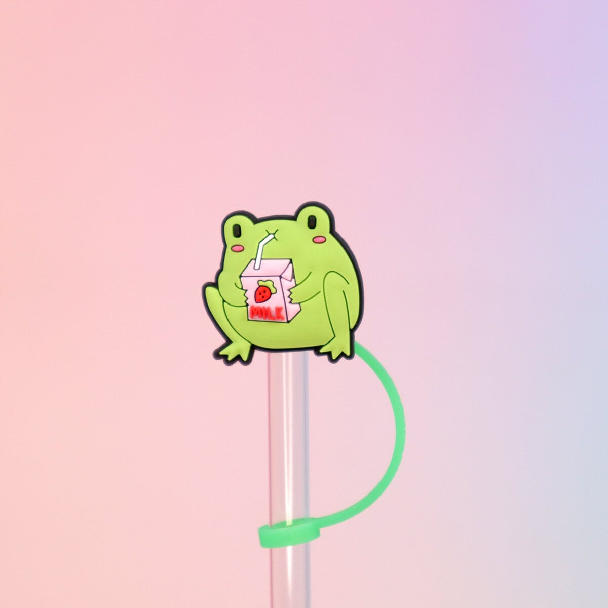 Straw topper - Frog Sippin´ Strawberry Milk