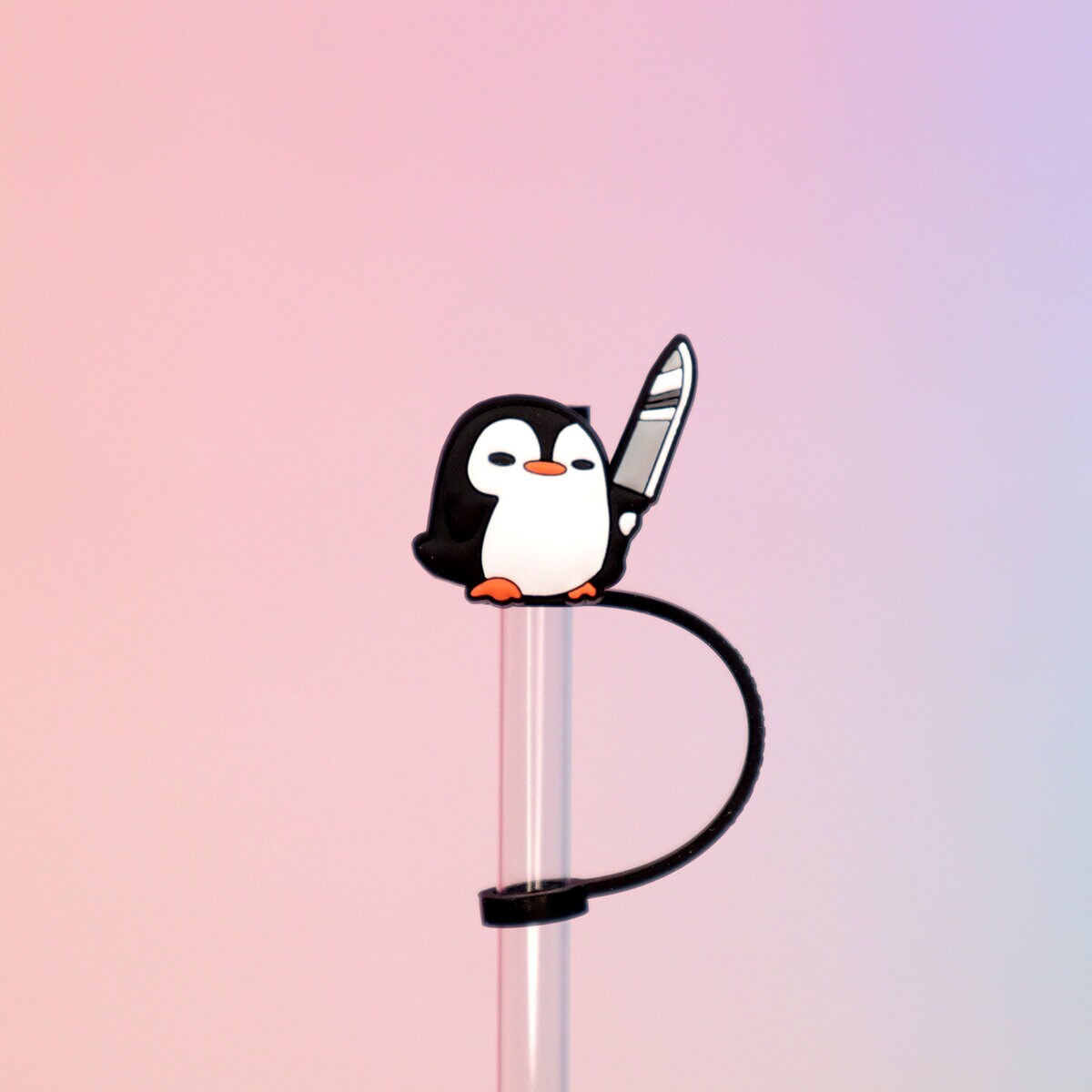 Straw topper - Stabby penguin