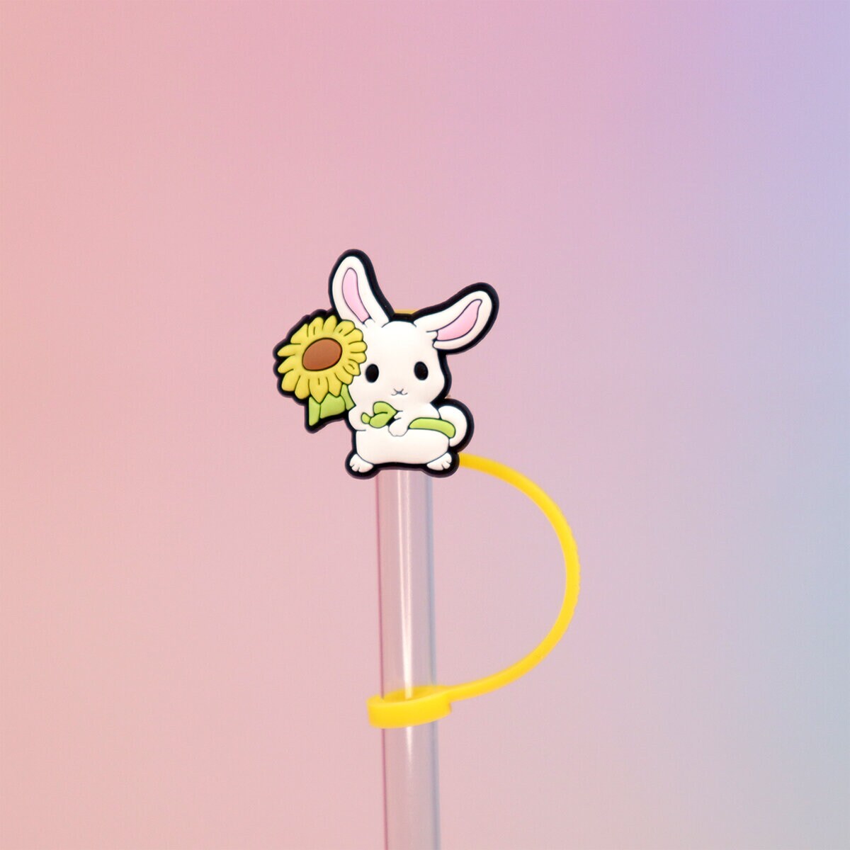 Straw topper - Vit kanin med solros