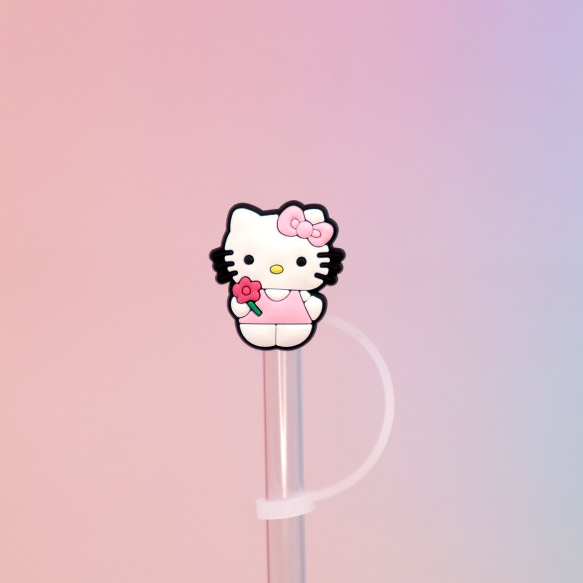 Straw topper - Hello Kitty med blomma