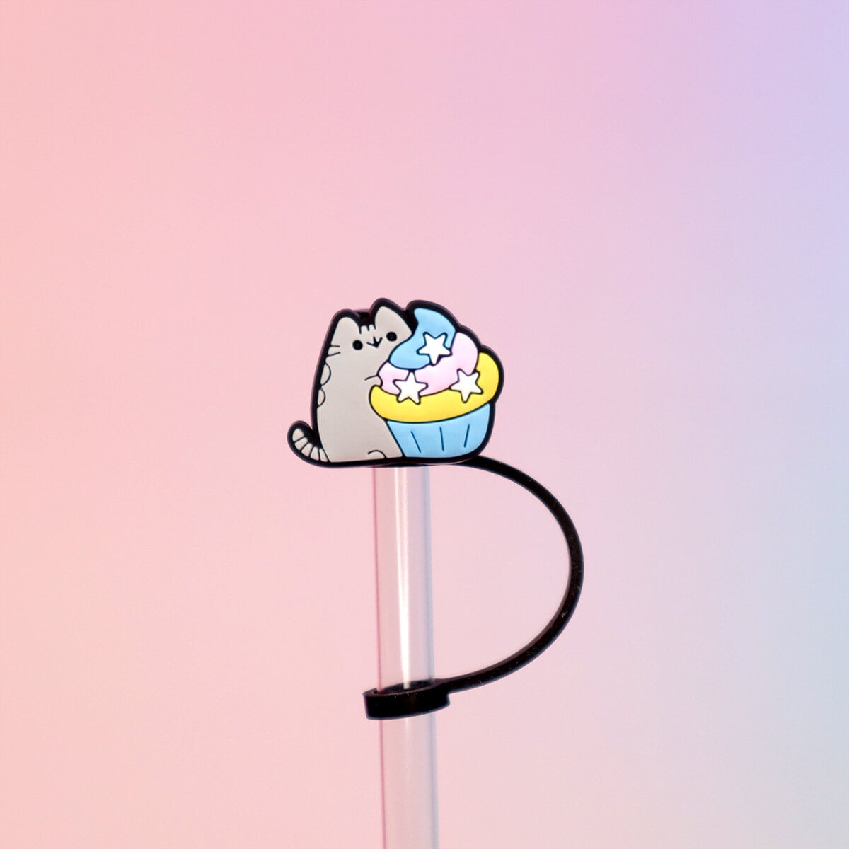 Straw topper - Pusheen med cupcake