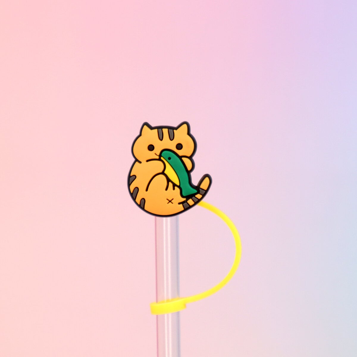 Straw topper - Katt med fisk