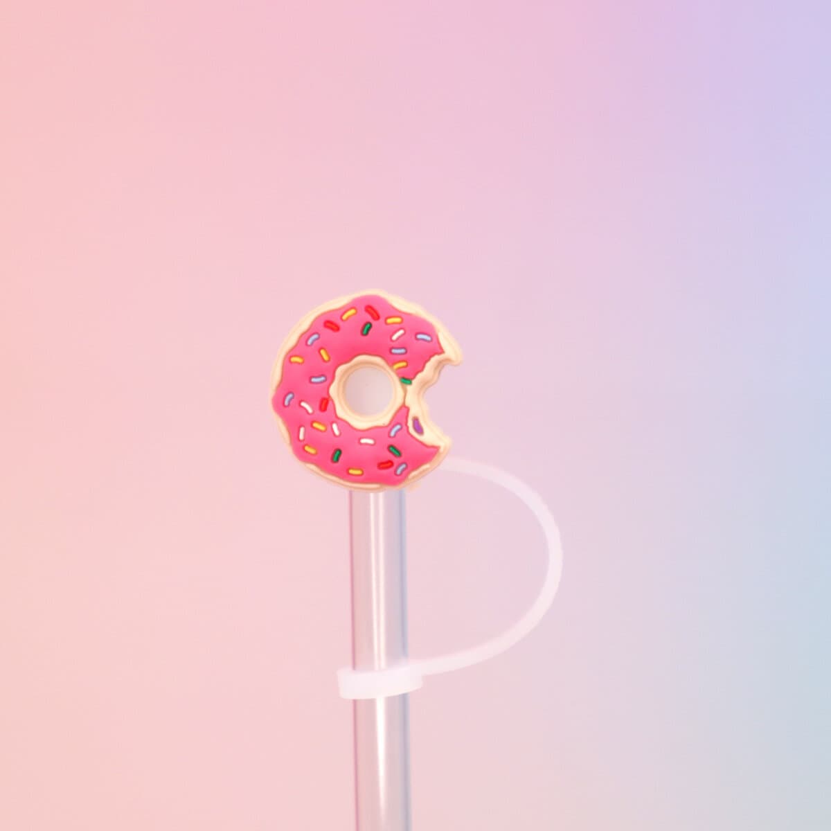 Straw topper - Donut med bett i