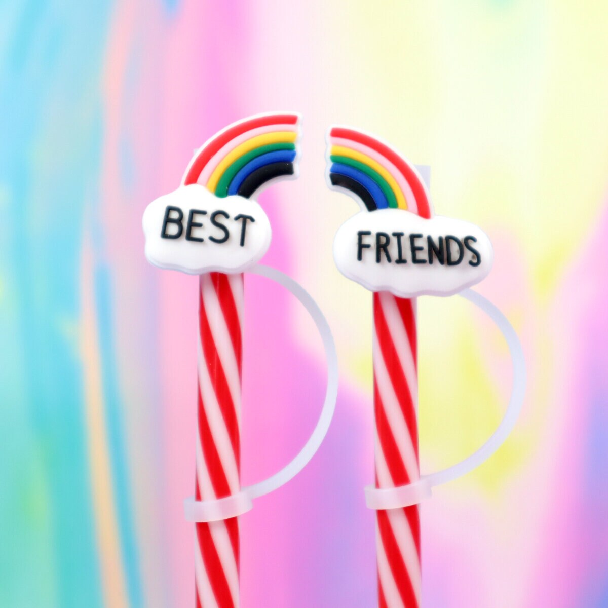 Straw topper - Best friends rainbow 2-pack