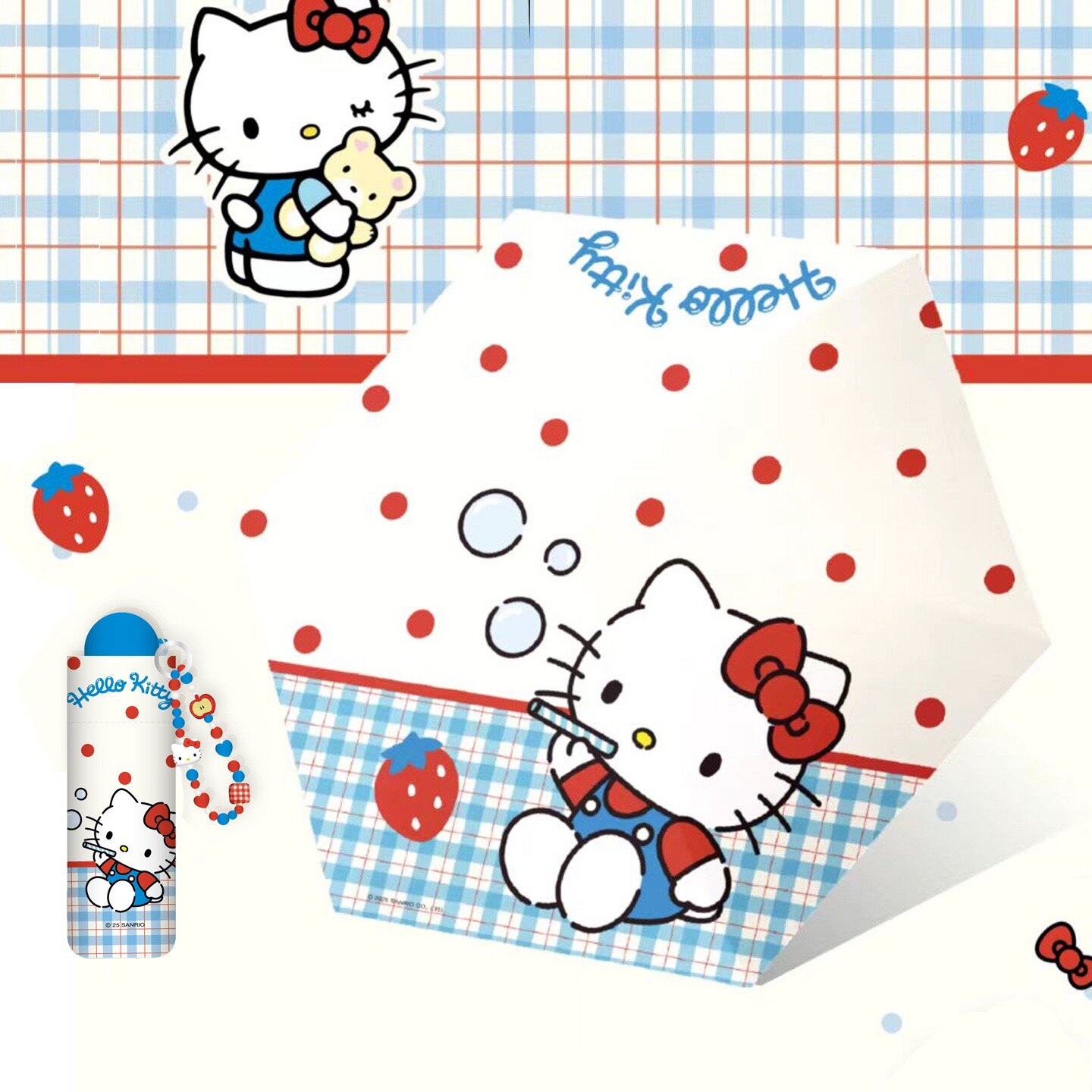 Paraply Hello Kitty - Strawberry Bubbles