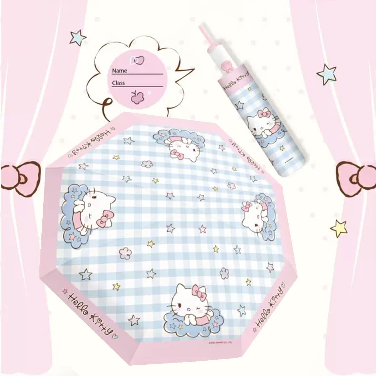Paraply Hello Kitty - Gingham, Clouds & Stars