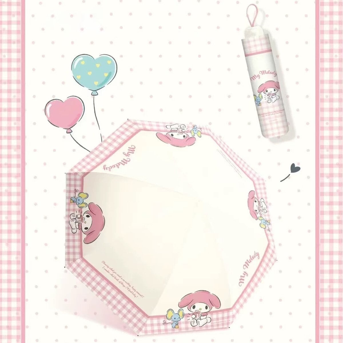 Paraply My Melody - Gingham Border