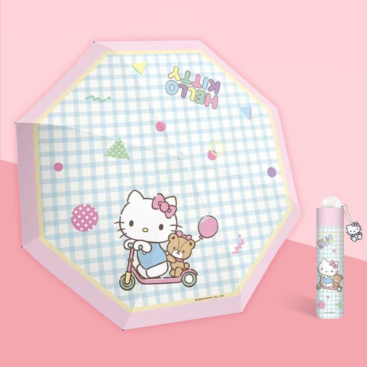 Paraply Hello Kitty - Pink Border Gingham Memphis Scooter