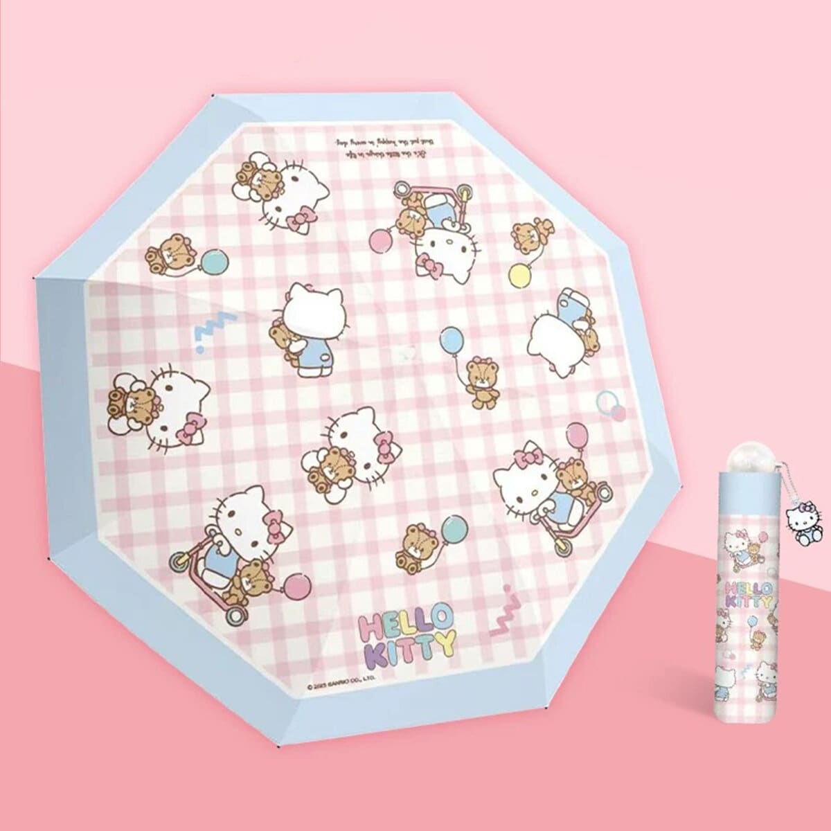 Paraply Hello Kitty - Blue Border Gingham Memphis Scooter