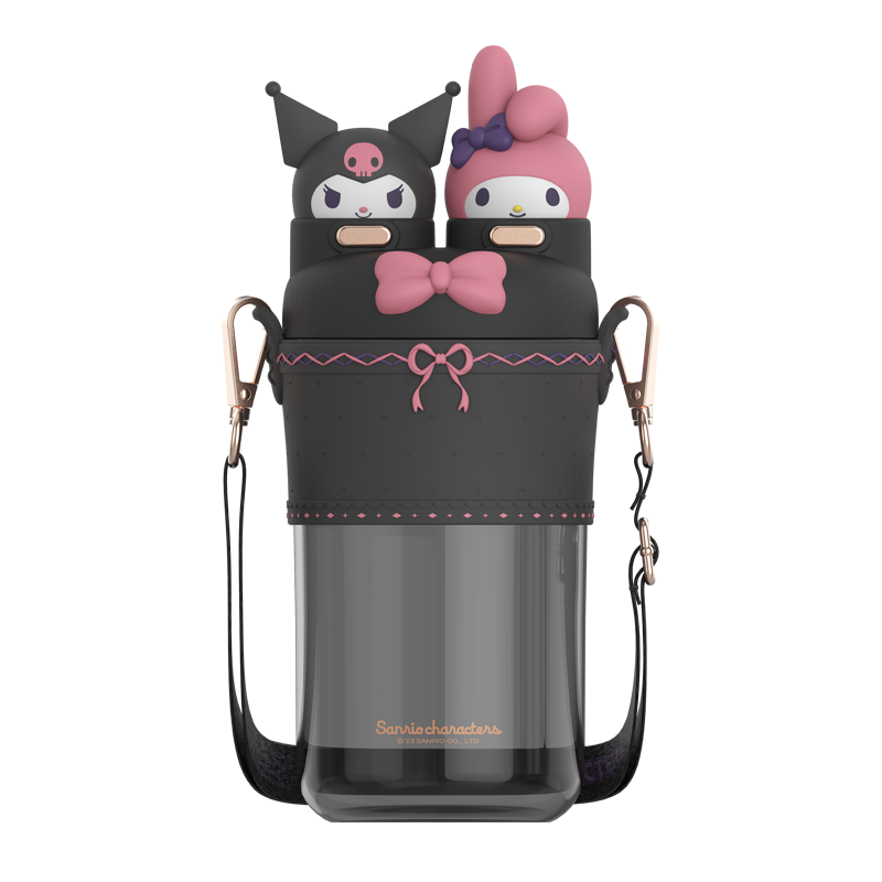 Svart Kuromi & My Melody dubbel vattenflaska 700ml