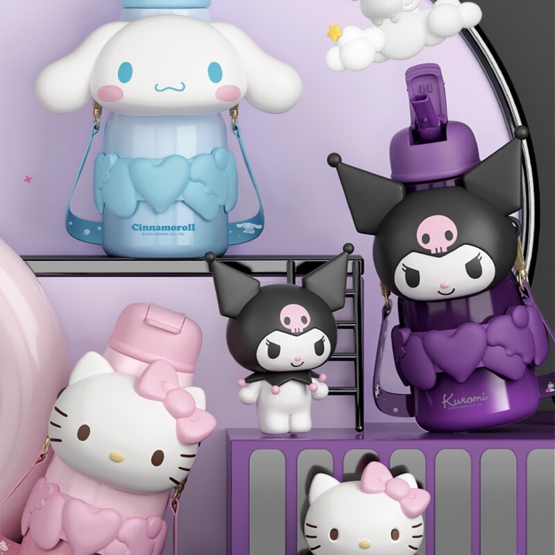 Cinnamoroll termosflaska med bärrem hjärtan 650ml