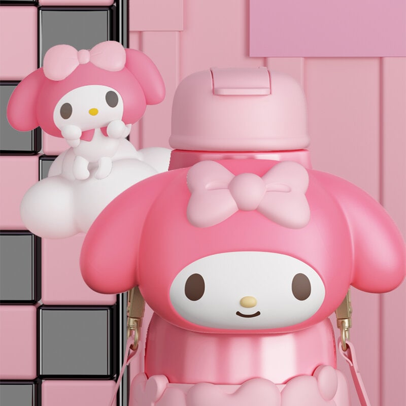 My Melody termosflaska med bärrem hjärtan 650ml