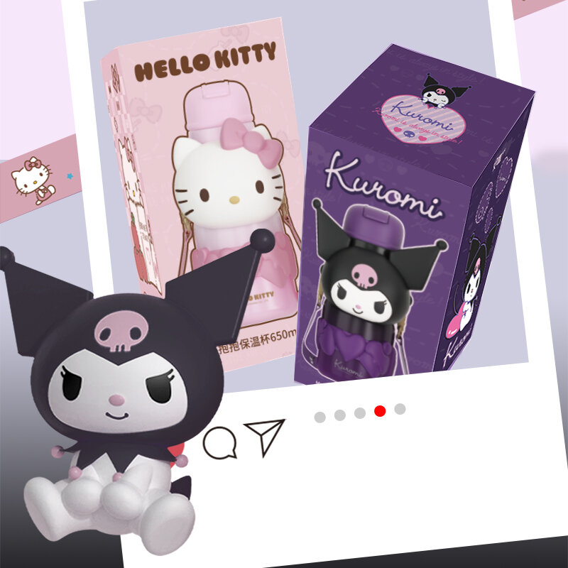 My Melody termosflaska med bärrem hjärtan 650ml