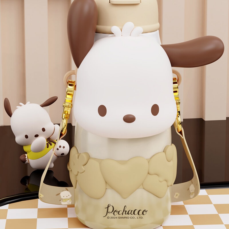 Pochacco termosflaska med bärrem hjärtan 650ml