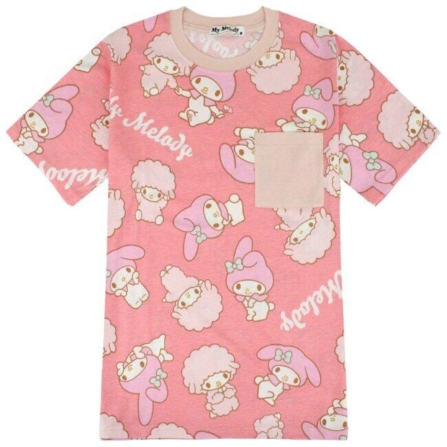 T-shirt med ficka My Melody & My Sweet Piano, coral