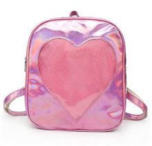 ITA backpack - Rosa-holografisk med hjärta